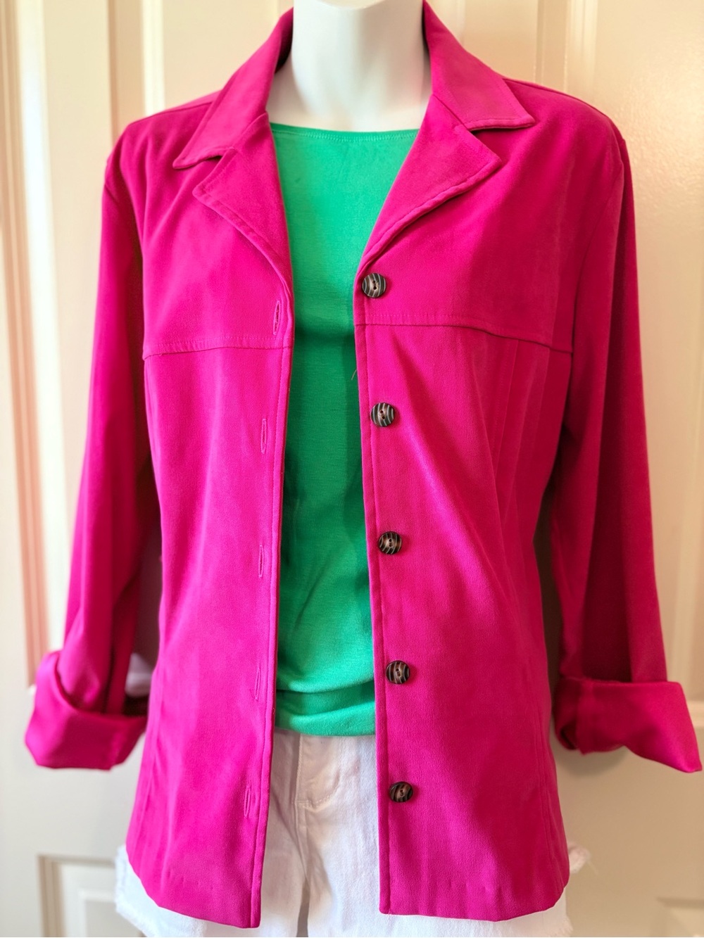 Women’s Hot Pink Button-Front Jacket, size 10